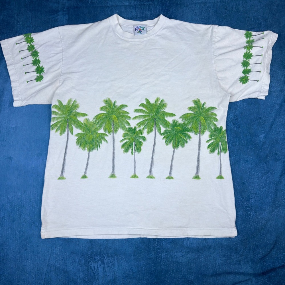Vintage Caribbean Soul Palm Tree T Shirt White OSFA Made in USA Single Stitch